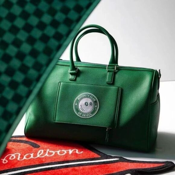 Malbon Golf Boston Bag Green Unisex Large Capacity Storage Bag - Picture 3 of 4